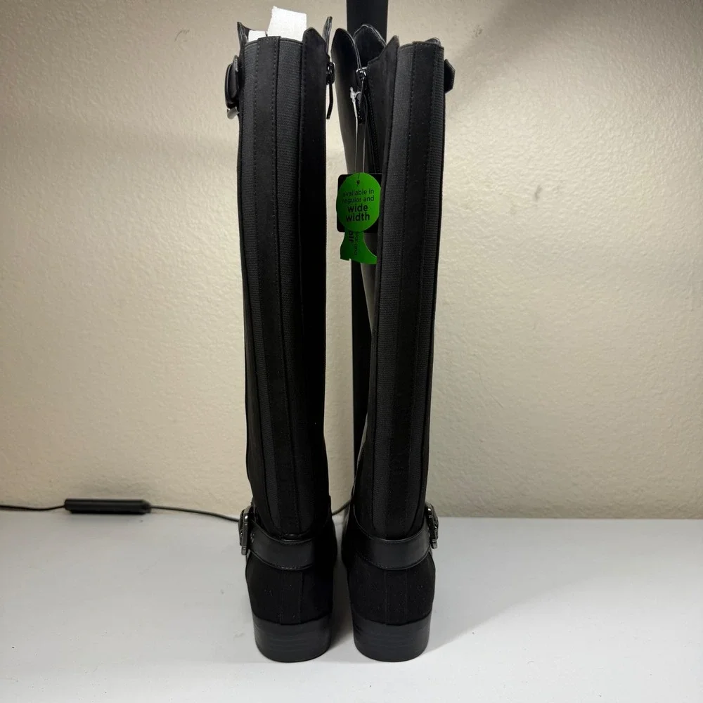 Liz Claiborne Womens Black‎ Knee High Boots LC Sallas Side Zip Buckle Sz 6M NEW